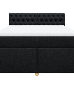 vidaXL Boxspringbett mit Matratze Schwarz 160x200 cm Stoff
