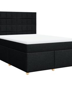 vidaXL Boxspringbett mit Matratze Schwarz 160x200 cm Stoff