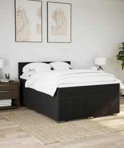 vidaXL Boxspringbett mit Matratze Schwarz 160x200 cm Stoff