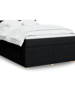 vidaXL Boxspringbett mit Matratze Schwarz 160x200 cm Stoff