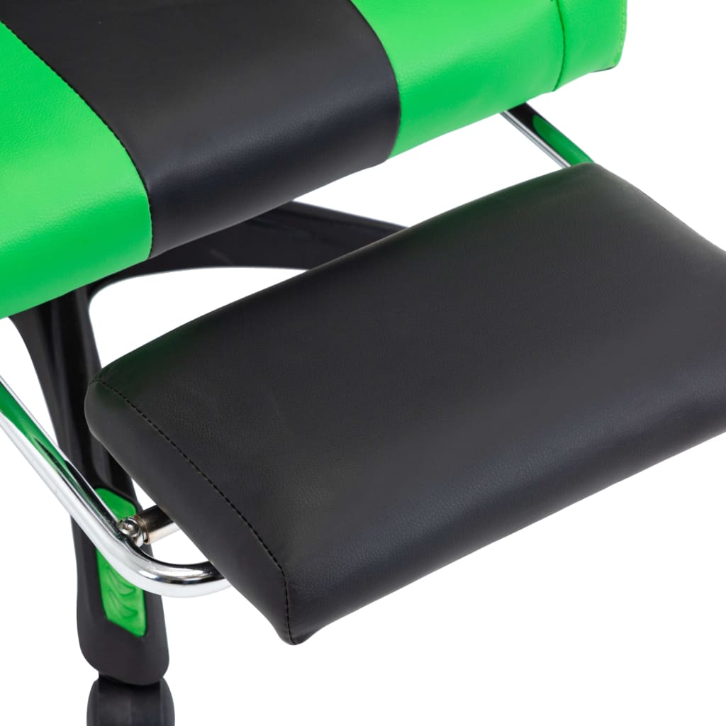 vidaXL Gaming-Stuhl mit Fußstütze Grün und Schwarz Kunstleder