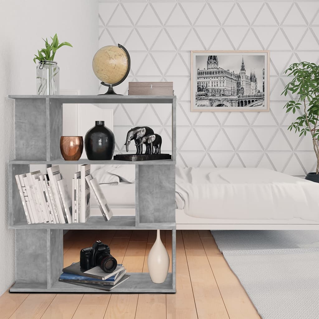 vidaXL Bücherregal/Raumteiler Betongrau 80x24x96 cm Holzwerkstoff