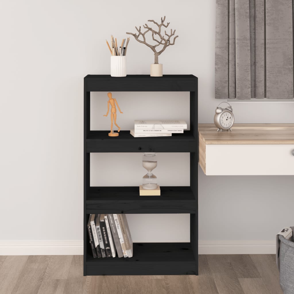 vidaXL Bücherregal/Raumteiler Schwarz 60x30x103,5 cm Massivholz Kiefer