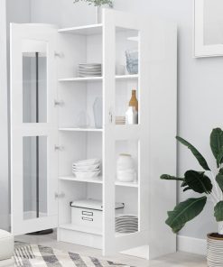 vidaXL Vitrinenschrank Weiß 82,5x30,5x150 cm Holzwerkstoff