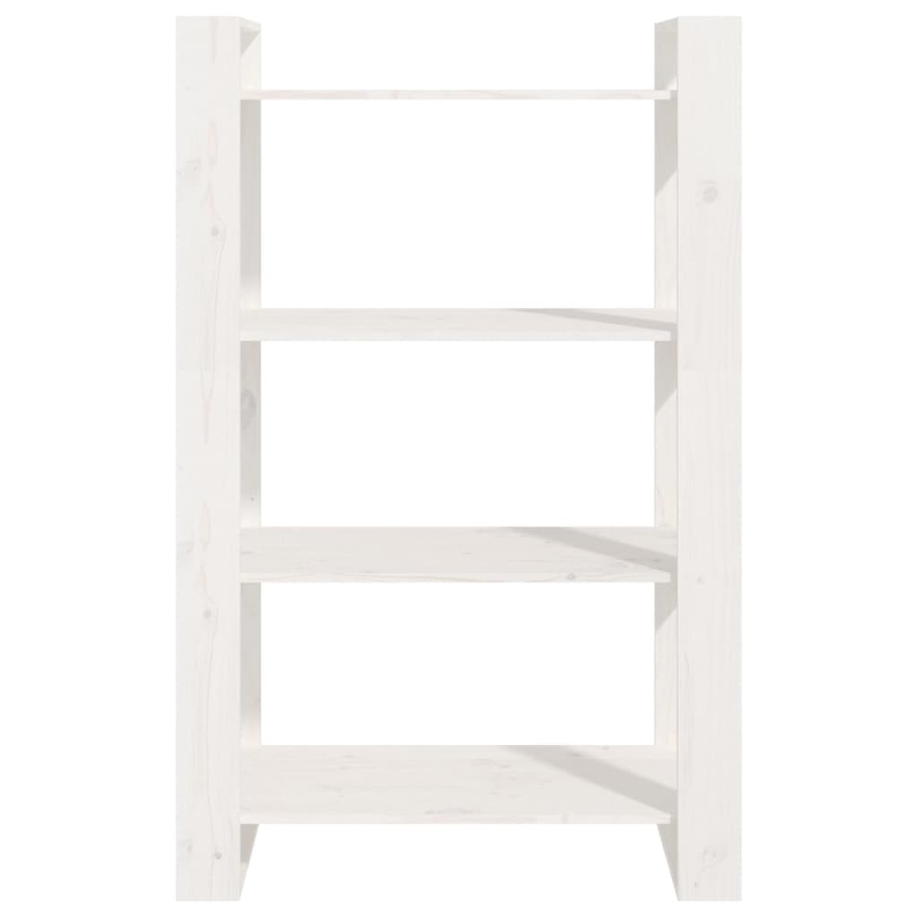vidaXL Bücherregal/Raumteiler Weiß 80x35x125 cm Massivholz Kiefer