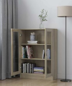vidaXL Vitrinenschrank Sonoma-Eiche 82,5x30,5x115 cm Holzwerkstoff