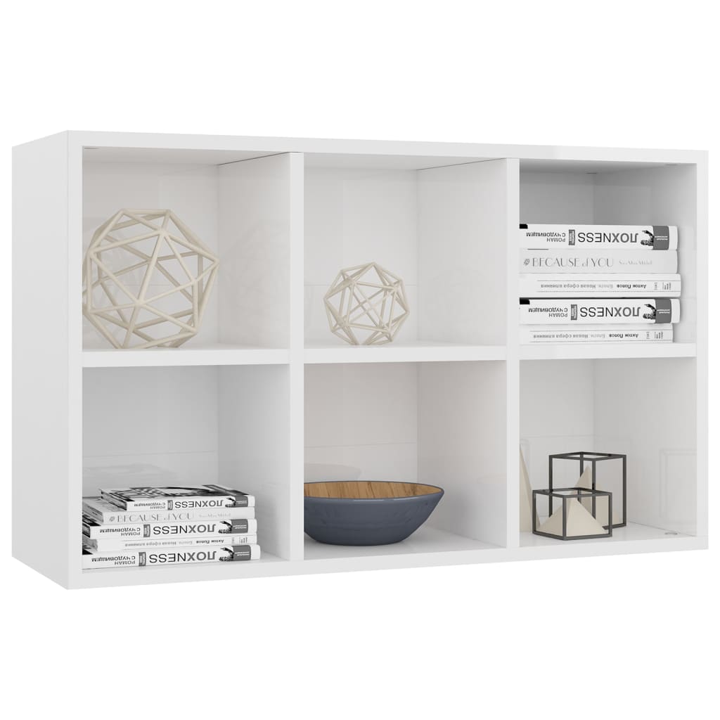 vidaXL Bücherregal/Sideboard Hochglanz-Weiß 66x30x98 cm Holzwerkstoff
