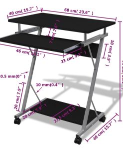 Computertisch Computerwagen PC Tisch Bürotisch Laptop Rollen schwarz