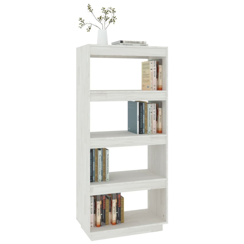 vidaXL Bücherregal/Raumteiler Weiß 60x35x135 cm Massivholz Kiefer