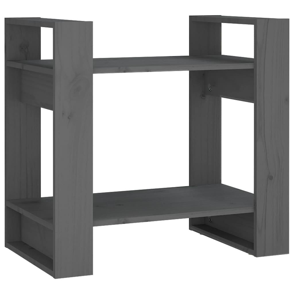 vidaXL Bücherregal/Raumteiler Grau 60x35x57 cm Massivholz Kiefer