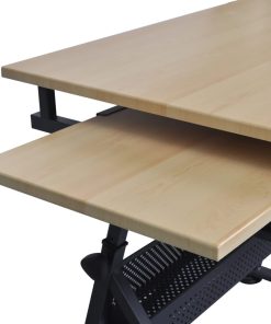 vidaXL Zeichentisch mit neigbarer Tischplatte 2 Schubladen und Hocker