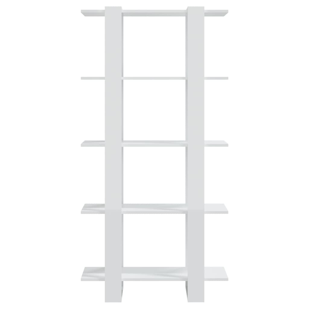 vidaXL Bücherregal/Raumteiler Hochglanz-Weiß 80x30x160 cm