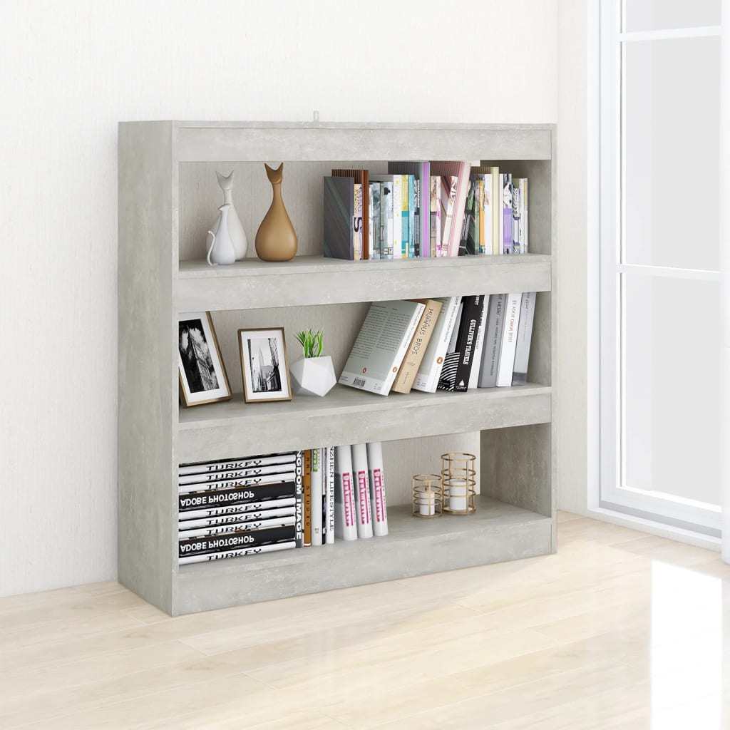 vidaXL Bücherregal/Raumteiler Betongrau 100x30x103 cm