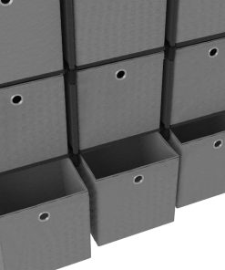 vidaXL Würfel-Regal mit Boxen 15 Fächer Schwarz 103x30x175,5 cm Stoff