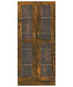 vidaXL Vitrinenschrank Räuchereiche 82,5x30,5x185,5 cm Holzwerkstoff