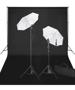 vidaXL Fotostudio-Set mit Schwarzem Hintergrund 600×300 & Leuchten