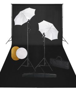 vidaXL Fotostudio-Set mit Leuchten, Schirmen, Hintergrund, Reflektor