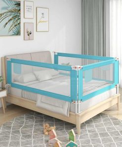 vidaXL Kleinkind-Bettschutzgitter Blau 140x25 cm Stoff