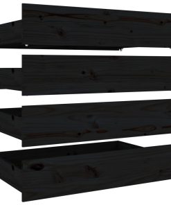 vidaXL Bettschubladen 4 Stk. Schwarz Massivholz Kiefer