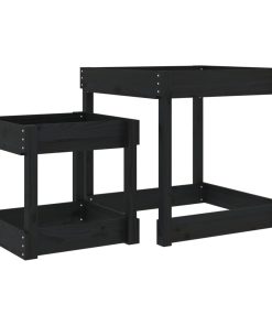 vidaXL Sand-Spieltische 2 Stk. Schwarz Massivholz Kiefer