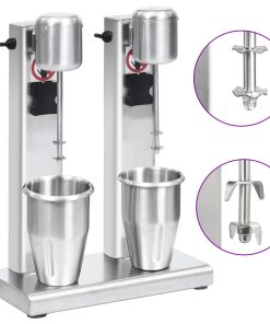 vidaXL Milchshake-Mixer mit zwei Bechern Edelstahl 2 L