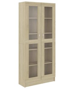 vidaXL Vitrinenschrank Sonoma-Eiche 82,5x30,5x185,5 cm Holzwerkstoff