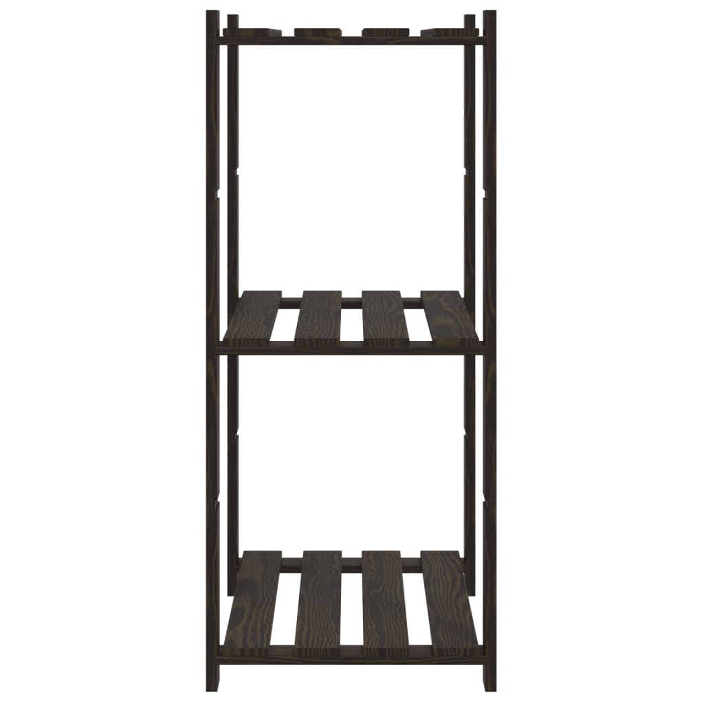 vidaXL Lagerregal mit 3 Böden Schwarz 60x38x90 cm Massivholz Kiefer