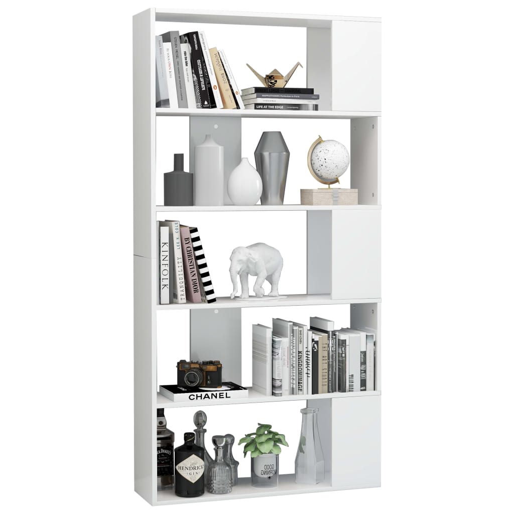 vidaXL Bücherregal/Raumteiler Hochglanz-Weiß 80x24x159 cm