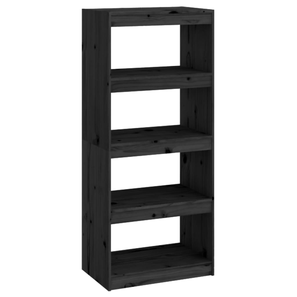 vidaXL Bücherregal/Raumteiler Schwarz 60x30x135,5 cm Massivholz Kiefer