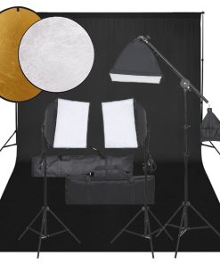 vidaXL Fotostudio-Set mit Beleuchtung, Hintergrund und Reflektor