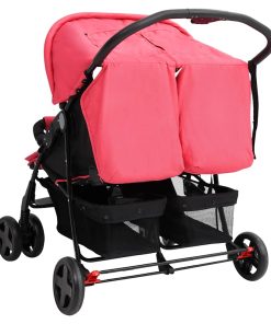 vidaXL Zwillingskinderwagen Rot Stahl