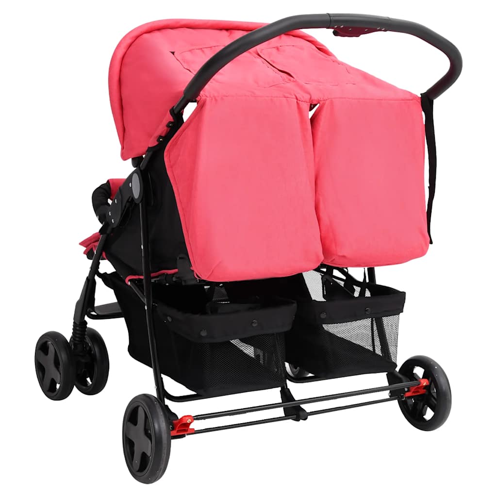 vidaXL Zwillingskinderwagen Rot Stahl
