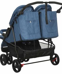 vidaXL Geschwisterwagen Marineblau Stahl