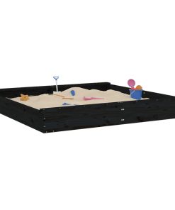 vidaXL Sandkasten mit Sitzen Schwarz Quadratisch Massivholz Kiefer