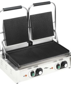 vidaXL Doppelter Gerillter Panini-Grill 3600 W 57x30,5x20 cm