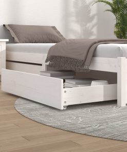 vidaXL Bettschubladen 2 Stk. Weiß Massivholz Kiefer