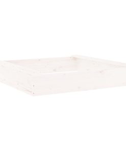 vidaXL Sandkasten mit Sitzen Weiß Quadratisch Massivholz Kiefer