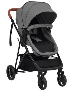vidaXL 3-in-1 Kinderwagen Hellgrau und Schwarz Stahl