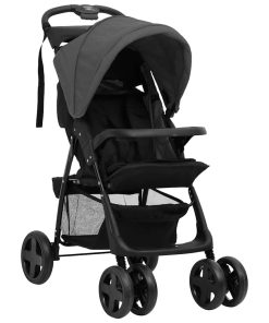 vidaXL 2-in-1 Kinderwagen Dunkelgrau und Schwarz Stahl