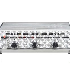 vidXL Gastro-Gasgrill 3 Flammen Edelstahl Silbern