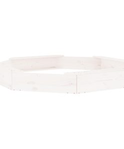 vidaXL Sandkasten mit Sitzen Weiß Achteck Massivholz Kiefer