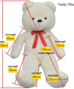 vidaXL Weicher XXL-Plüsch-Teddybär Weiß 135 cm