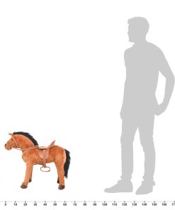 vidaXL Plüschtier Pferd Stehend Plüsch Braun