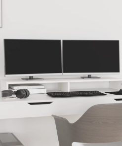 vidaXL Monitorständer Weiß 100x27x10 cm Massivholz Kiefer