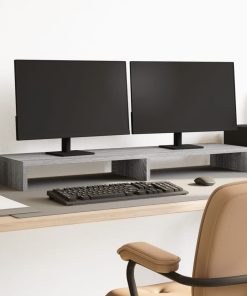 vidaXL Monitorständer Grau Sonoma 100x27x10 cm Holzwerkstoff