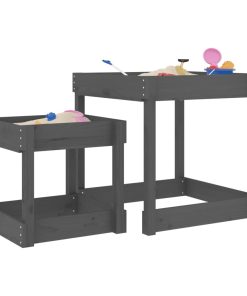 vidaXL Sand-Spieltische 2 Stk. Grau Massivholz Kiefer
