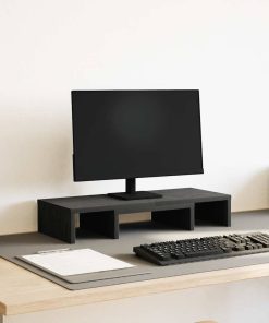 vidaXL Monitorständer Verstellbar Schwarz Eichen-Optik 60x24x10,5 cm