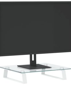 vidaXL Monitorständer Weiß 40x35x8 cm Hartglas und Metall