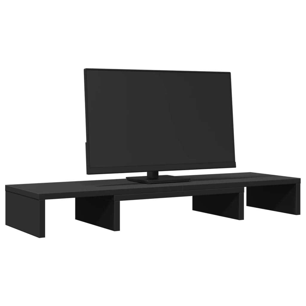 vidaXL Monitorständer Verstellbar Schwarz 80x24x10,5 cm Holzwerkstoff