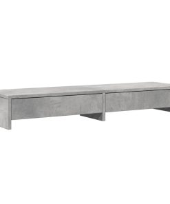 vidaXL Monitorständer mit Schubladen Betongrau 100x27x15 cm